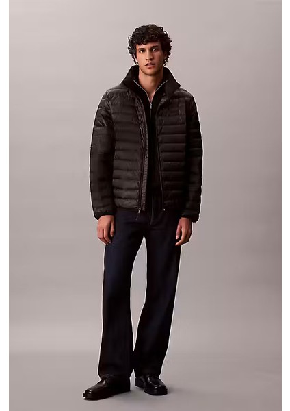 Erkek Regular Fit Kapitone Şişme Mont - Siyah modelleri