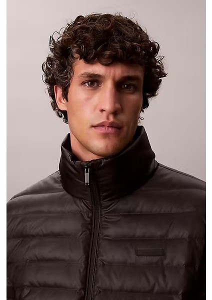 Erkek Regular Fit Kapitone Şişme Mont - Siyah