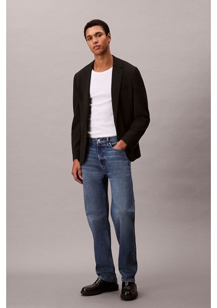 Erkek Düz Kesim Pamuklu 5 Cepli Jean Pantolon - Mavi fiyatları