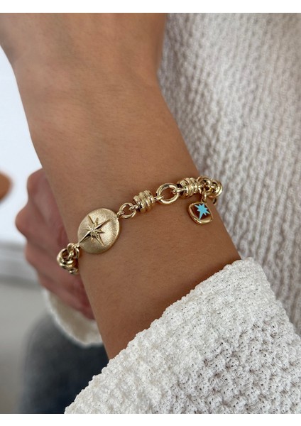 Vintage Mineli Kutup Yıldızı 14 Ayar Altın Bileklik