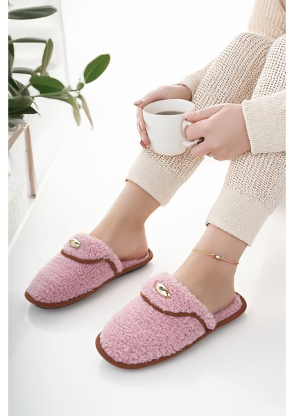 Kadın Ev Terliği Peluş Yıkanabilir Içi Yünlü Kürklü Terlik Misafir Çeyiz Bohça Gelin Terliği