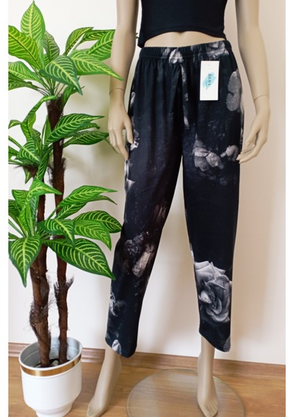 Kadın Çok Yumuşak Dokulu Çiçek Baskılı Pijama Altı fırsatları