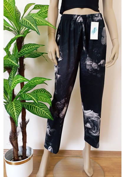 Kadın Çok Yumuşak Dokulu Çiçek Baskılı Pijama Altı indirimleri