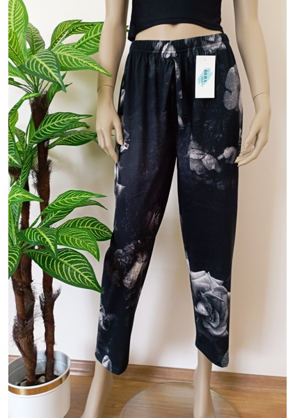 Kadın Çok Yumuşak Dokulu Çiçek Baskılı Pijama Altı