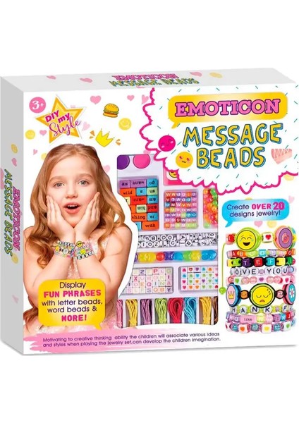 Harfli Takı Tasarım Boncuk Hobi Seti Oyuncak - Emoji & Mesaj Beads
