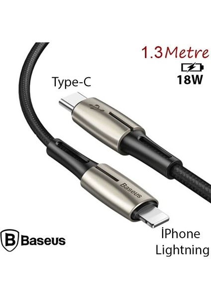 Baseus Waterdrop Type-C To Iphone PD18W Hızlı Şarj Kablosu 1.3M-(5775)