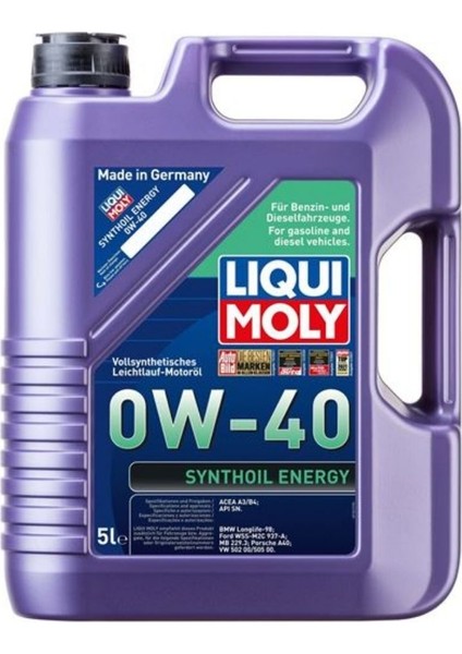Tam Sentetik Motor Yağı Synthoil Energy 0W-40 5 Litre