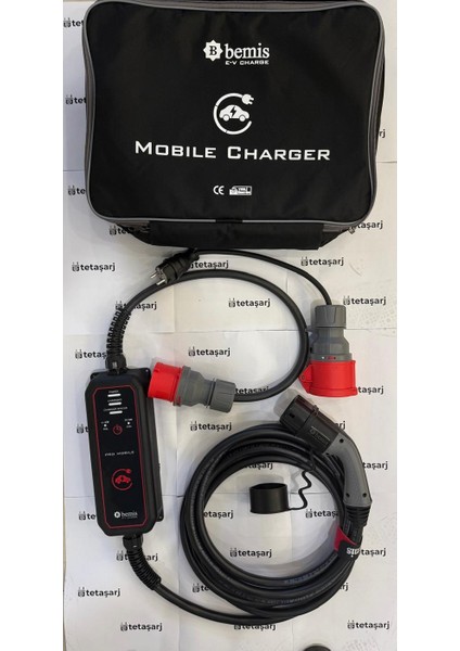 BEMİS Elektrikli Araç Şarj Cihazı 11 - 22 Kw Pro Mobil ŞARJ SETİ _ÇANTA ve 220W Dönüştürücü HEDİYE _ 5 M BEV-2331-0001 fiyatları