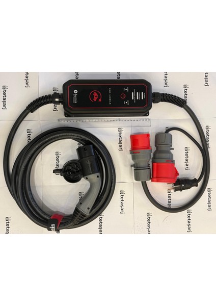BEMİS Elektrikli Araç Şarj Cihazı 11 - 22 Kw Pro Mobil ŞARJ SETİ _ÇANTA ve 220W Dönüştürücü HEDİYE _ 5 M BEV-2331-0001