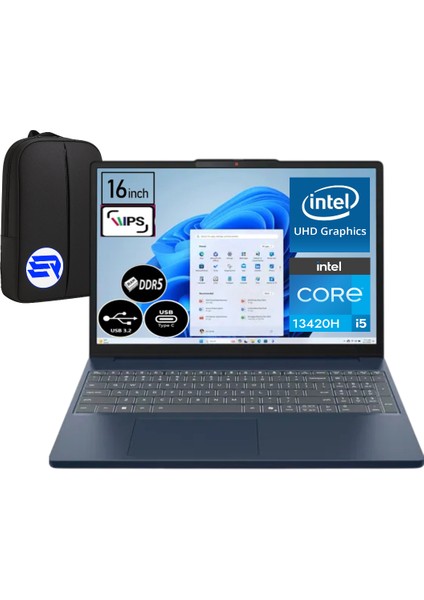 Ideapad Slim 3 Intel Core I5-13420H 24GB Ram 256GB SSD 16" Wuxga Win 11 Pro 83K2001RTREP5 + Elektropasaj Çanta
