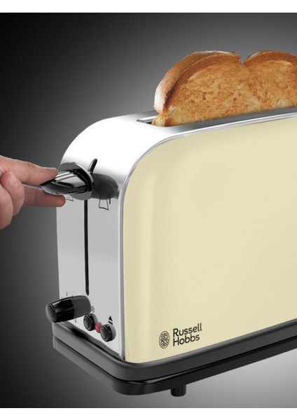 21395-56/RH Colours Plus Classic 2 Dilim Uzun Yuvalı Ekmek Kızartma Makinesi - Krem fırsatları