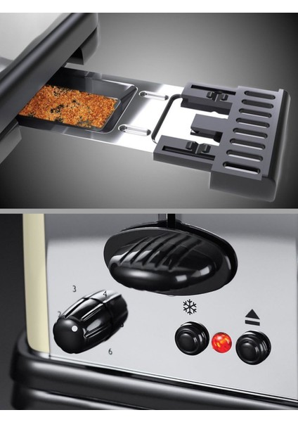 21395-56/RH Colours Plus Classic 2 Dilim Uzun Yuvalı Ekmek Kızartma Makinesi - Krem