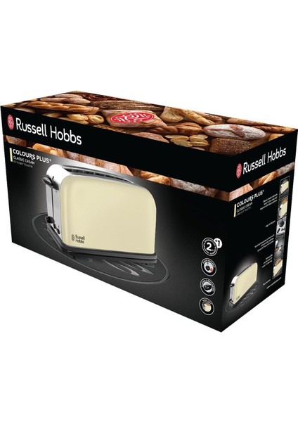 21395-56/RH Colours Plus Classic 2 Dilim Uzun Yuvalı Ekmek Kızartma Makinesi - Krem