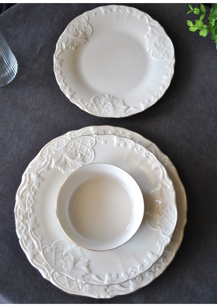 2 Kişilik 8 Parça Porselen Yaldızlı Yemek Takımı Rosemary - Porselen Tabak Yemek Seti fiyatları