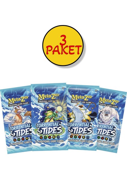 3 Paket Metazoo Torrential Tides Koleksiyon Kartları Booster Pack 36 Kart