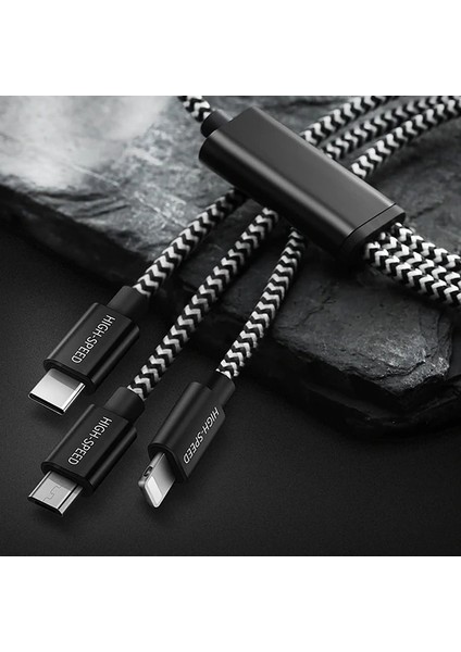 Dux Ducıs 3in1 USB Type C-Iphone ve Mikro Kopmaz USB Kablo Hızlı ŞARJ-(5775) modelleri