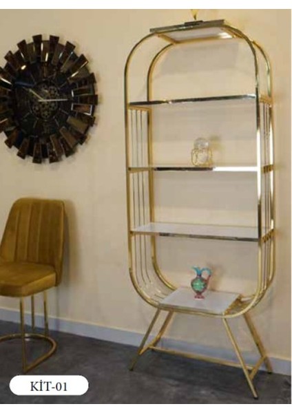 Mim Gold Eyfel 4 Raflı Elips Kitaplık