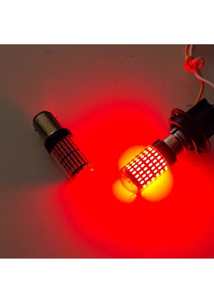 P21W 144 Ledli Ultra Parlak Geri Vites Park Ampül Tek Duy Kırmızı (2 Adet)
