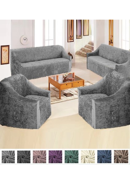 Kadife 3+3+1+1 Lastikli Kanepe Örtüsü | Lastikli Koltuk Örtüsü | Koltuk Kılıfı