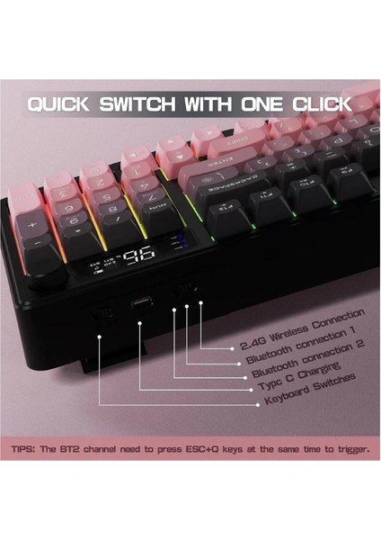 Gaming Oyuncu Klavye Freewolf M96 2.4g Bt5.0 Çift Bağlantılı Tft LED Ekranlı Reinbow Gaming Oyuncu Klavye M96 fırsatları
