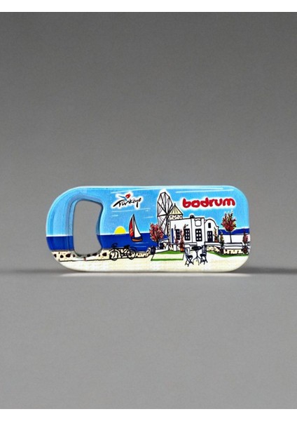 Bodrum Temalı Magnet Şişe Açacağı Buzdolabı Süsü Lacivert