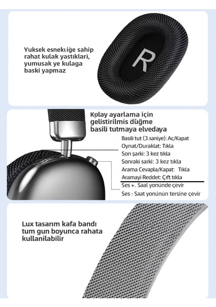 Kablosuz Kulaküstü Bluetooth Kulaklık Stereo-Mikrofon-Aux HK-034 indirimleri