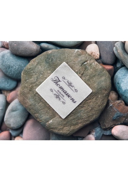 Silva - 6'lı Set Kişiselleştirilen Beyaz Mermer Bardak Altlığı - 10CM - Mesajla Isim Tarih Belirtin -Hediyelik Isimli Bardak Altlığı