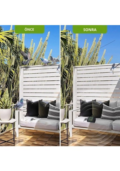 Pilli Mobil Kuş Uzaklaştırıcı – Ultrasonik, 40 M² Alan (Ilk Piller Dahil)