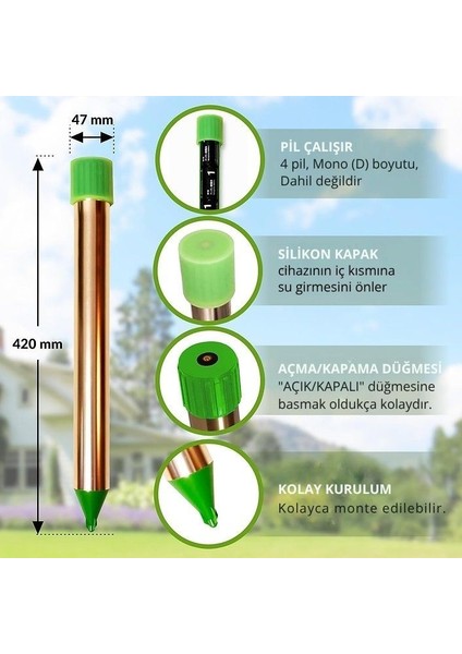 Altın Parmak Pilli Ultrasonik Kemirgen & Sürüngen Kovucu - 1250 M² Etki Alanı – Titreşimli modelleri