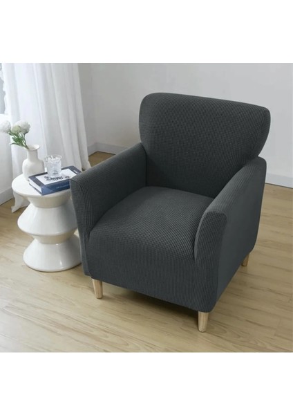 Streç Lastikli Esnek Yikanabilir Kare Desen Berjer Bir Kişilik Koltuk Örtüsü Koltuk Kılıfı (1 Adet)