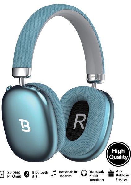 Kablosuz Kulaküstü Bluetooth Kulaklık Stereo-Mikrofon-Aux HK-034