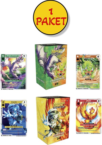 1 Paket Metazoo Flex Deck Blazing Charge & Crushing Gust Koleksiyon Kartları 80 Kart