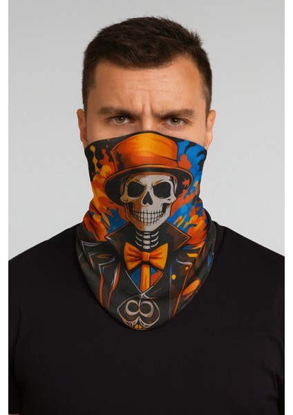 Unisex Renkli Skeleton Desenli Baf Maske Boyunluk Buff Saç Bandı
