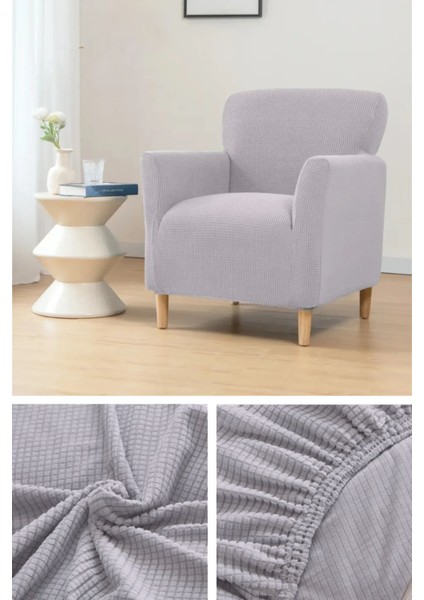 Streç Lastikli Esnek Yikanabilir Kare Desen Berjer Bir Kişilik Koltuk Örtüsü Koltuk Kılıfı (1 Adet)