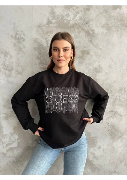 Asur Butik Kadın Taşlı Yazılı Sweatshirt fiyatları