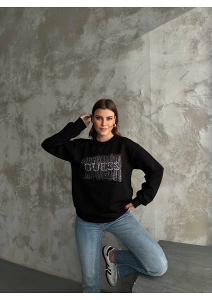 Asur Butik Kadın Taşlı Yazılı Sweatshirt indirimleri