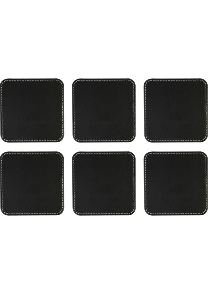 Bardak Altlığı,6’lı Set,masaüstü Kare Cup Coaster,vegan Suni DERI,11X11 Cm.,siyah fırsatları