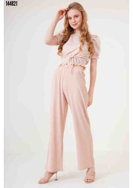 Örme Pantolon - Bisküvi