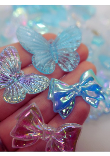 Mavi Jelly Charm Boncuk Janjanlı Akrilik Boncuk Karışık 50 Adet fiyatları