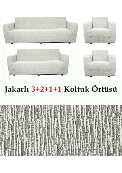Jakarlı Çubuk, Düz Desen 3 2 1 1 Lastikli Koltuk, Kanepe, Çekyat Örtüsü, Kılıfı Esnekli fiyatları