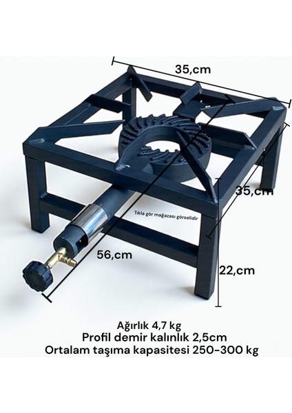 Volkan Sanayi Tipi Büyük Boy Profil Tüplü Ocak Kare Canavar Aşçı Ocağı 35X35 fiyatları