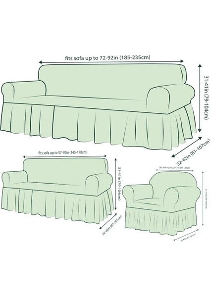 Jakarlı Çubuk, Düz Desen 3 2 1 1 Lastikli Koltuk, Kanepe, Çekyat Örtüsü, Kılıfı Esnekli modelleri