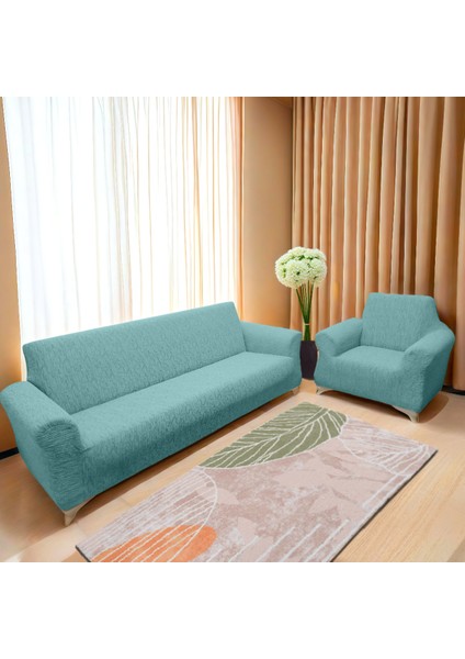 Jakarlı Çubuk, Düz Desen 3 2 1 1 Lastikli Koltuk, Kanepe, Çekyat Örtüsü, Kılıfı Esnekli