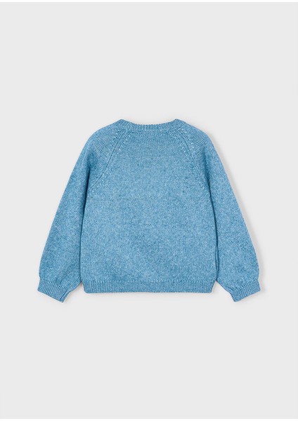 Kız Çocuk Mavi Kazak – Bisiklet Yaka, Çiçek Detaylı – 4-10 Yaş fiyatları