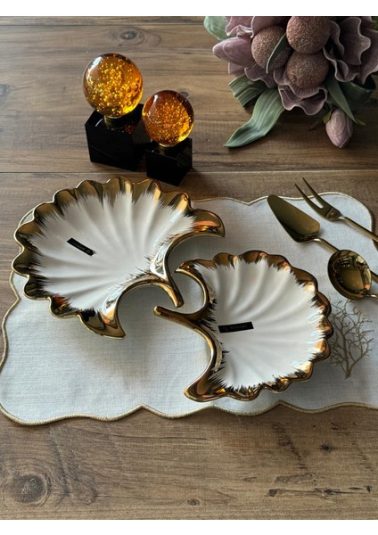 Ginkgo Yaprak Sunum Tabak 2'li