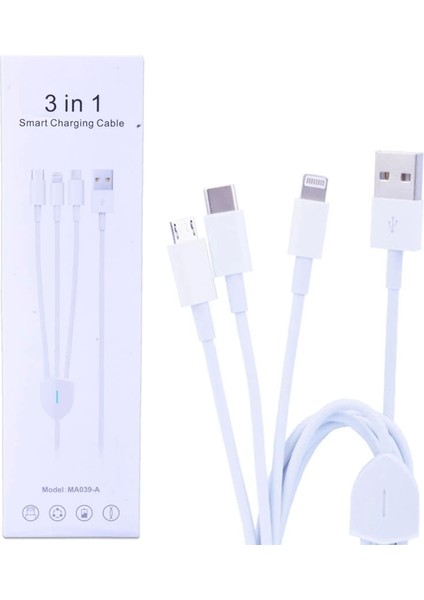 Ally MA039-A Usb-Type-C Micro USB & Lightning 3in1 USB KABLO-(5775)