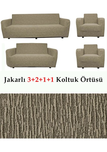 Jakarlı Çubuk, Düz Desen 3 2 1 1 Lastikli Koltuk, Kanepe, Çekyat Örtüsü, Kılıfı Esnekli fiyatları