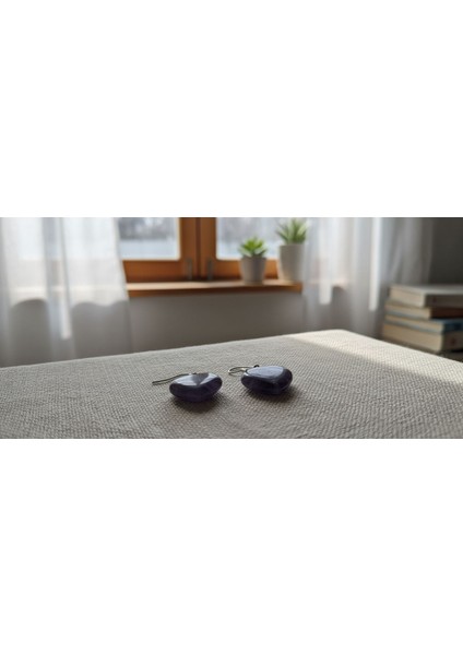 Doğal Ametist Kalpli Küpe – Şifa ve Enerji Taşı, Altın Kaplama Zarif Takı fırsatları