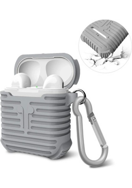 Ally Apple Airpods Için Sert Darbe Emici Silikon Kılıf ANAHTARLIKLI-(5775)