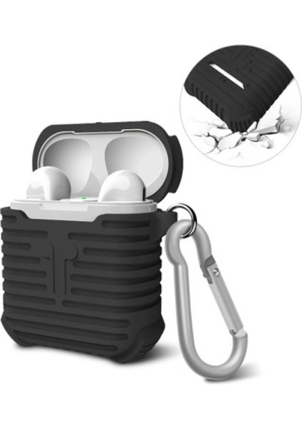 Ally Apple Airpods Için Sert Darbe Emici Silikon Kılıf ANAHTARLIKLI-(5775) fırsatları